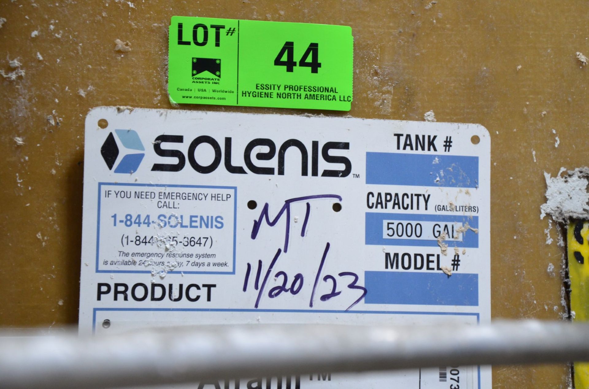 SOLENIS 5,000 GAL CAPACITY COMPOSITE STORAGE TANK, S/N N/A (CI) [RIGGING FEE FOR LOT #44 - $ TBD USD - Image 2 of 3