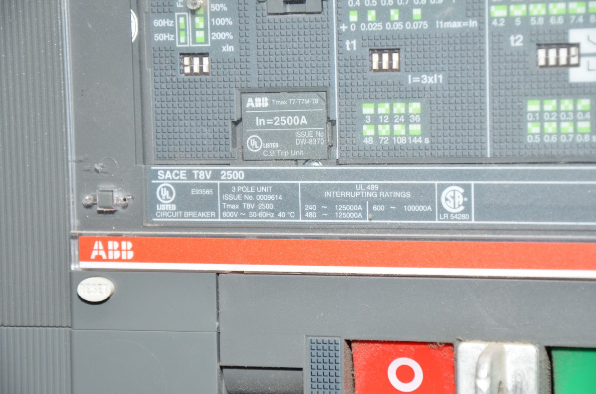 ABB SACE T8V 2500 BREAKER PANEL (CI) [RIGGING FEE FOR LOT #600 - $350 USD PLUS APPLICABLE TAXES] - Image 2 of 3