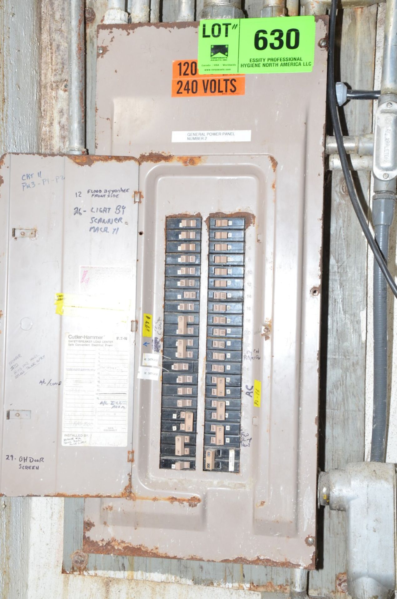 BREAKER PANEL (CI) [RIGGING FEE FOR LOT #630 - $100 USD PLUS APPLICABLE TAXES]