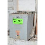 GE 15KVA/480-120V/1PH/60HZ TRANSFORMER (CI) [RIGGING FEE FOR LOT #747 - $150 USD PLUS APPLICABLE