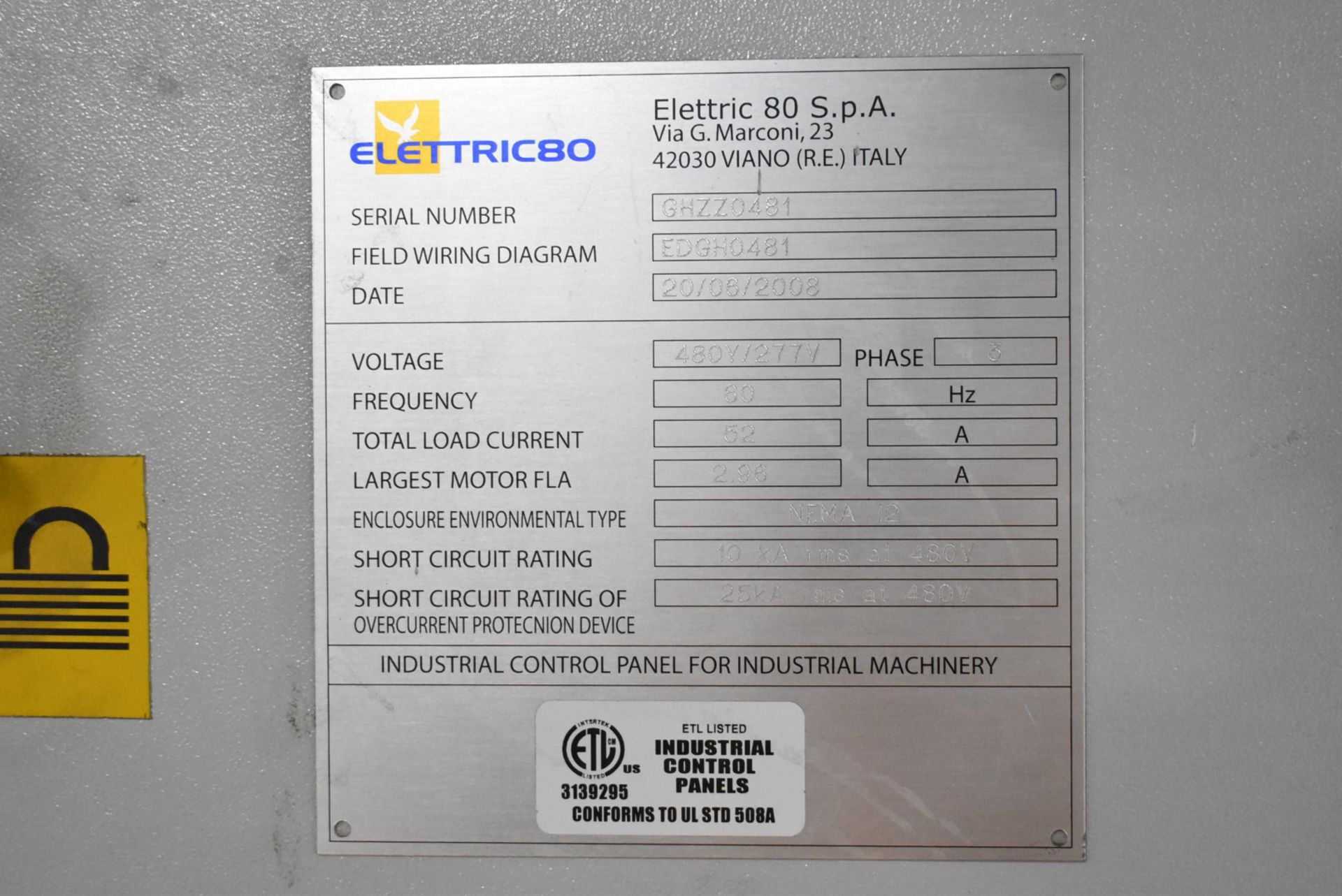 ELLECTRIC CONTROL CABINET (CI) [RIGGING FEE FOR LOT #860 - $150 USD PLUS APPLICABLE TAXES] - Image 2 of 5