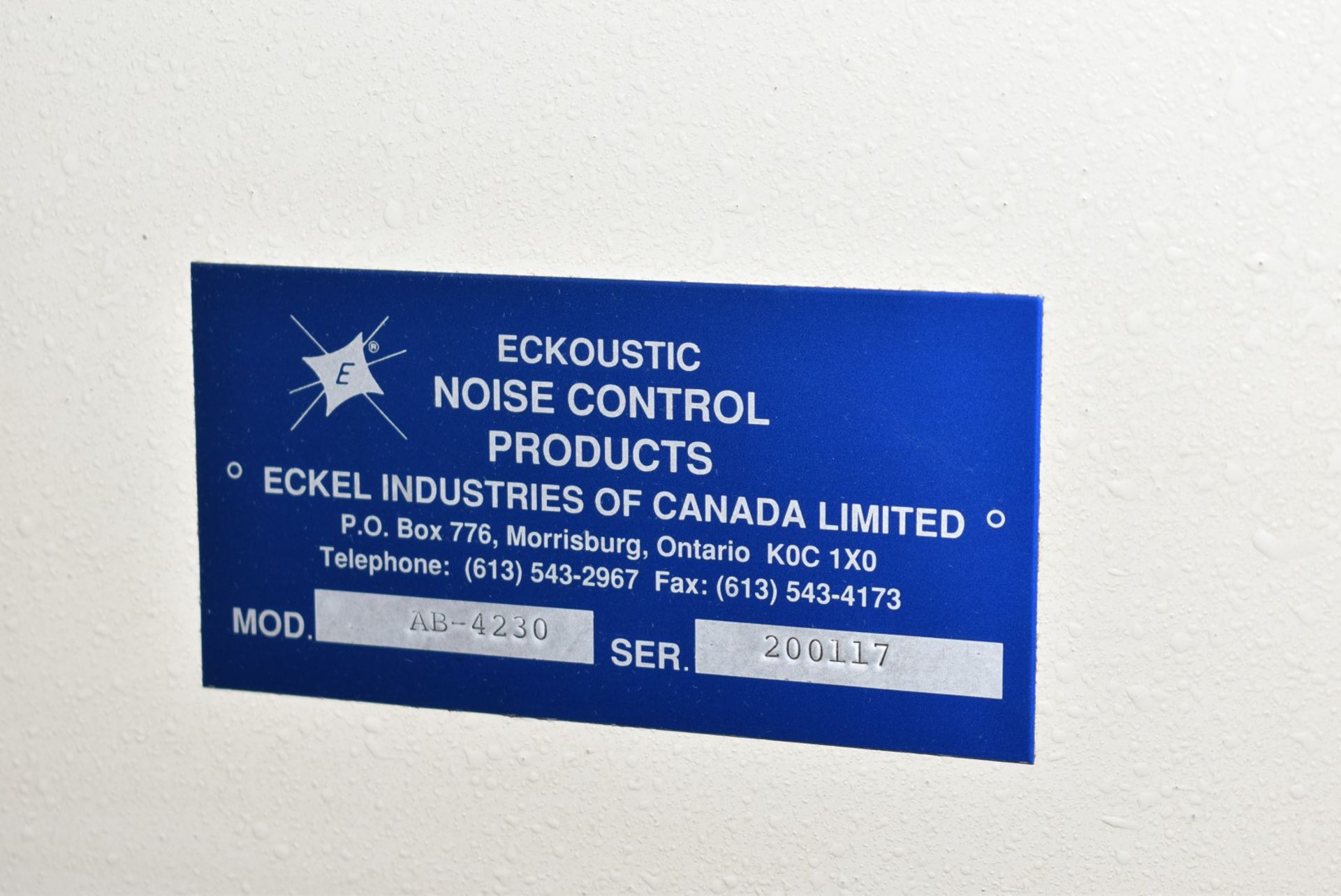 ECKOUSTIC AB-4230 OCCUPATIONAL AUDIOMETRIC ACOUSTIC SCREENING BOOTH, S/N 200117 (CI) [RIGGING FEE - Image 4 of 4