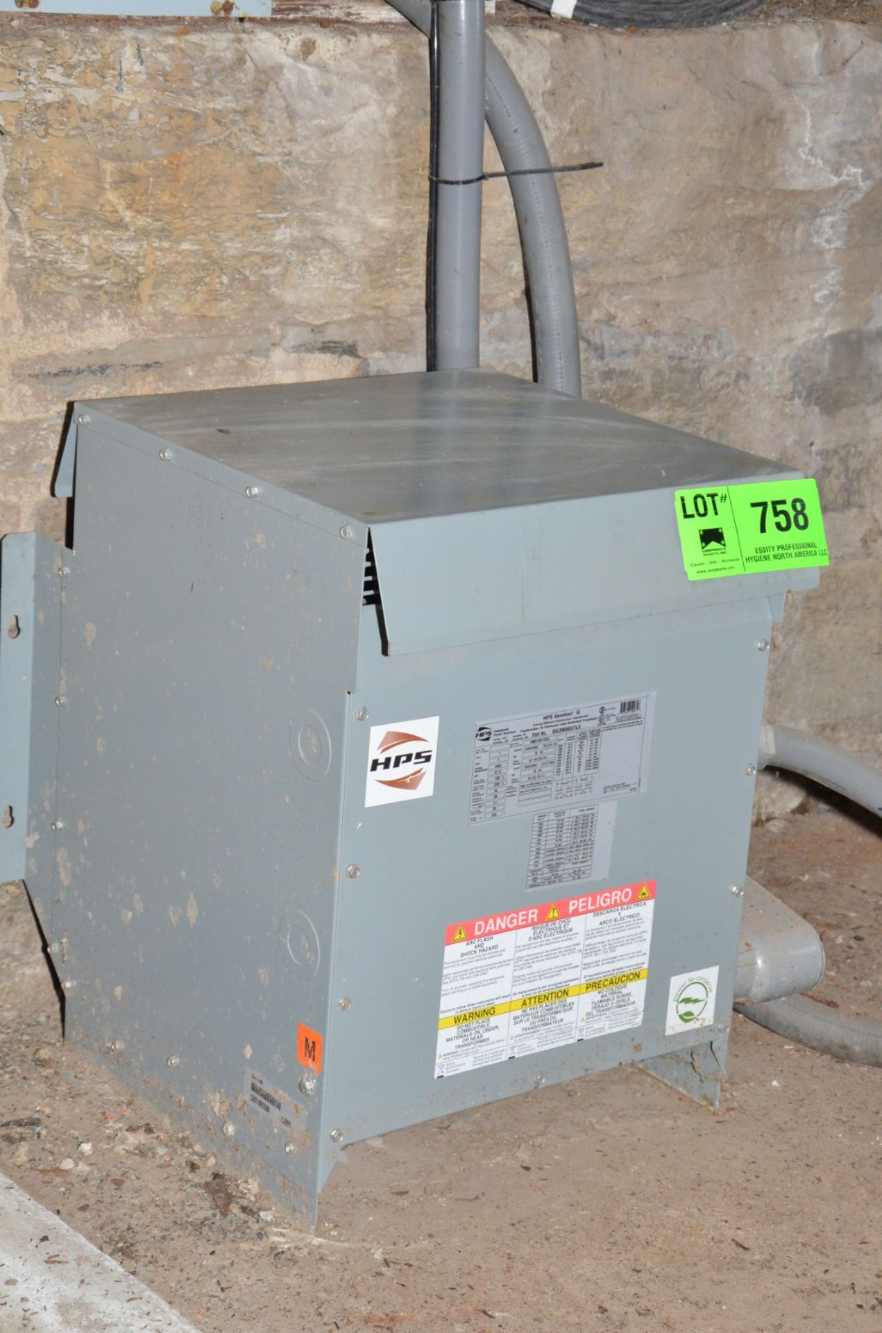 HPS 37.5KVA/480-240-120V/3PH/60HZ TRANSFORMER (CI) [RIGGING FEE FOR LOT #758 - $200 USD PLUS