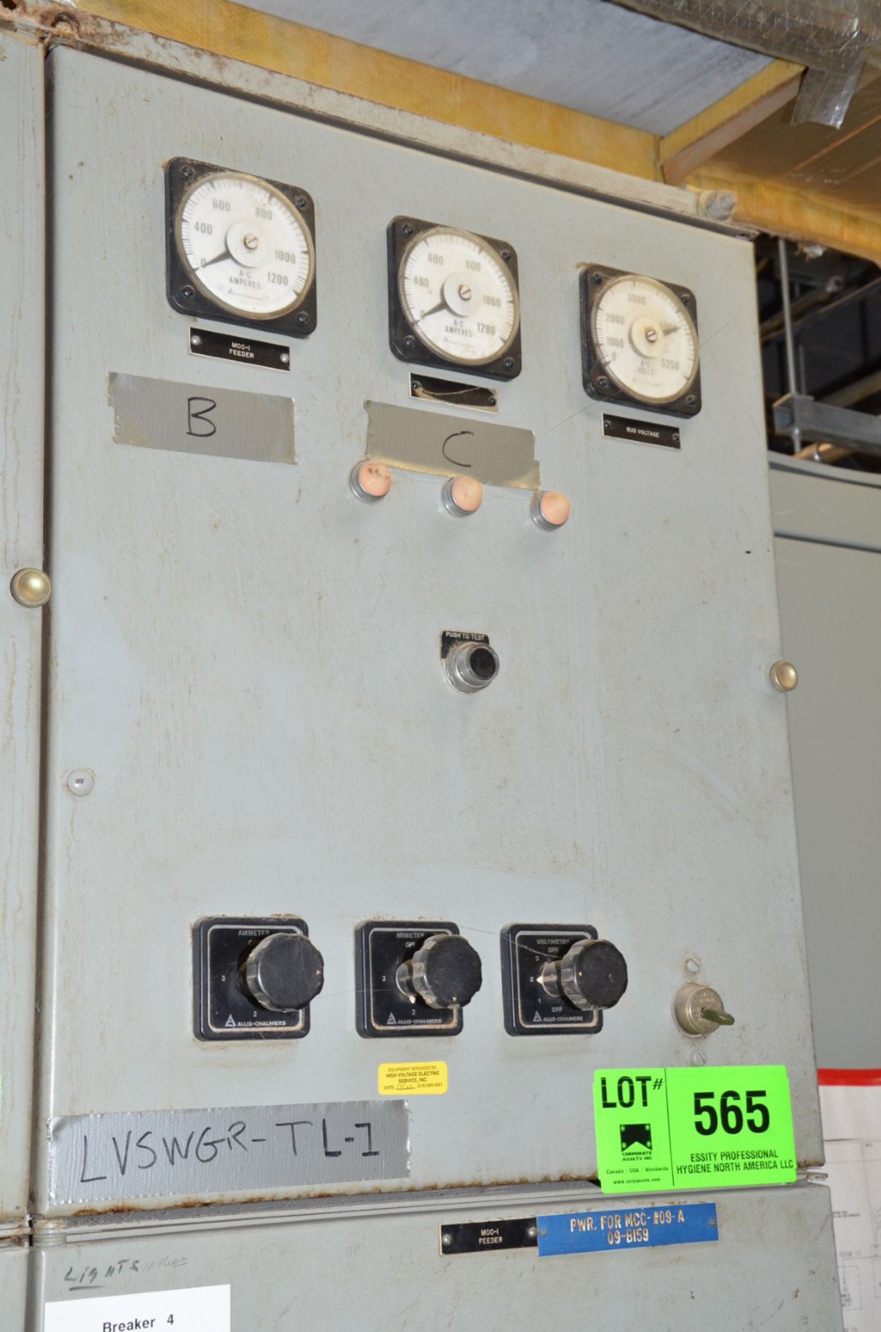 ALLIS CHALMERS BREAKER PANEL (CI) [RIGGING FEE FOR LOT #565 - $250 USD PLUS APPLICABLE TAXES]