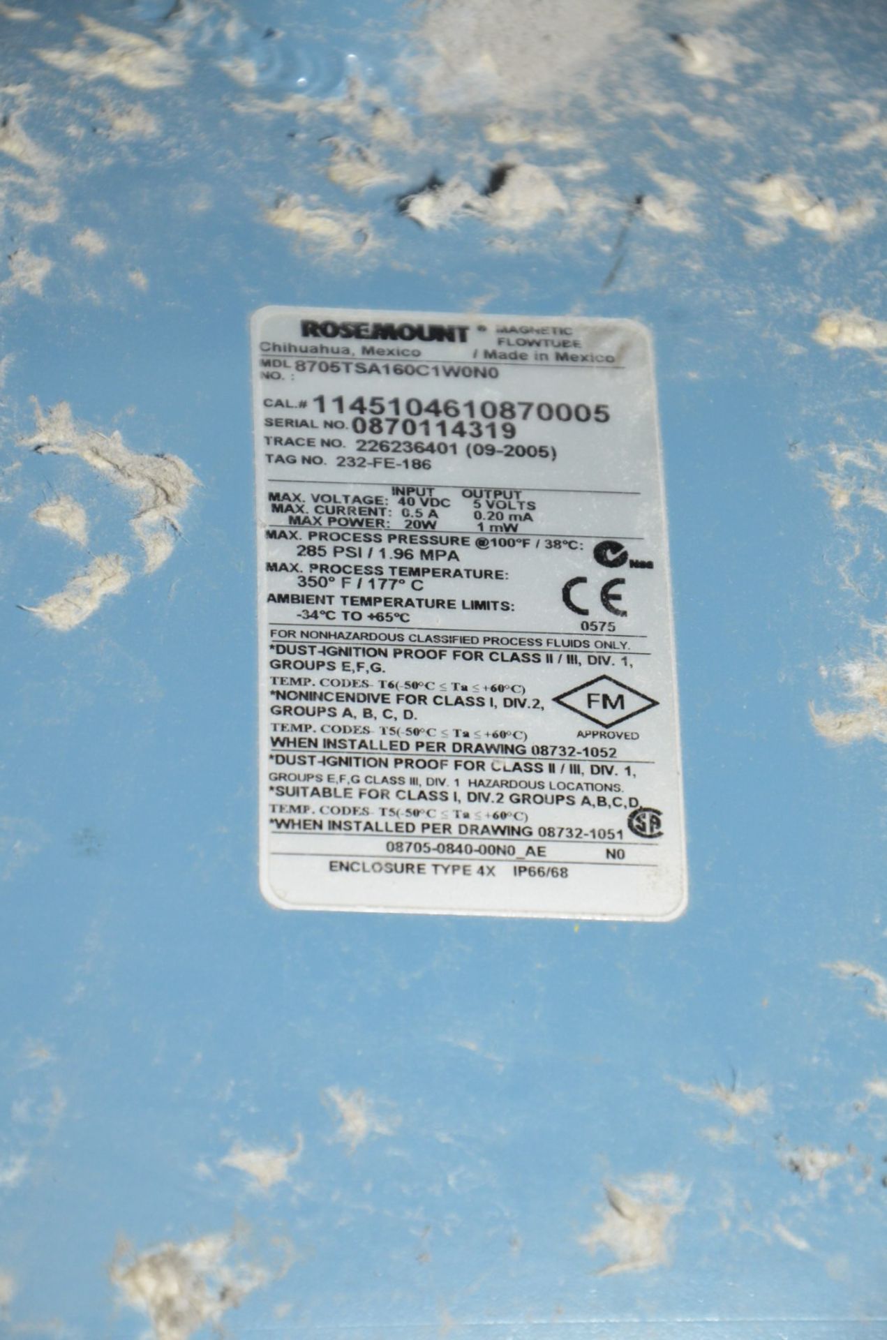 ROSEMOUNT (2005) 8705TSA160C1W0N0 12" FLANGED MAGNETIC FLOW METER, S/N 0870114319 (CI) [RIGGING - Image 2 of 3