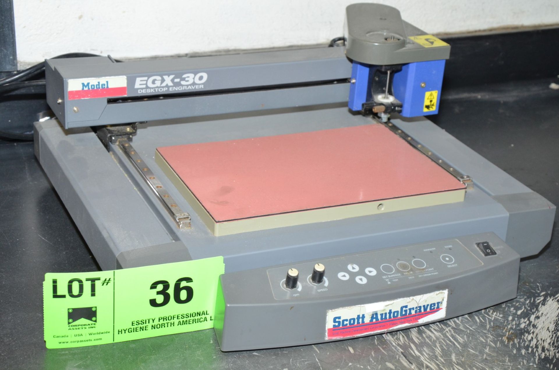 SCOTT AUTOGRAVER EGX-30 DESKTOP ENGRAVER WITH 12" X 8-1/16" MAX CAPACITY, 1/8" DIA CUTTER BIT,