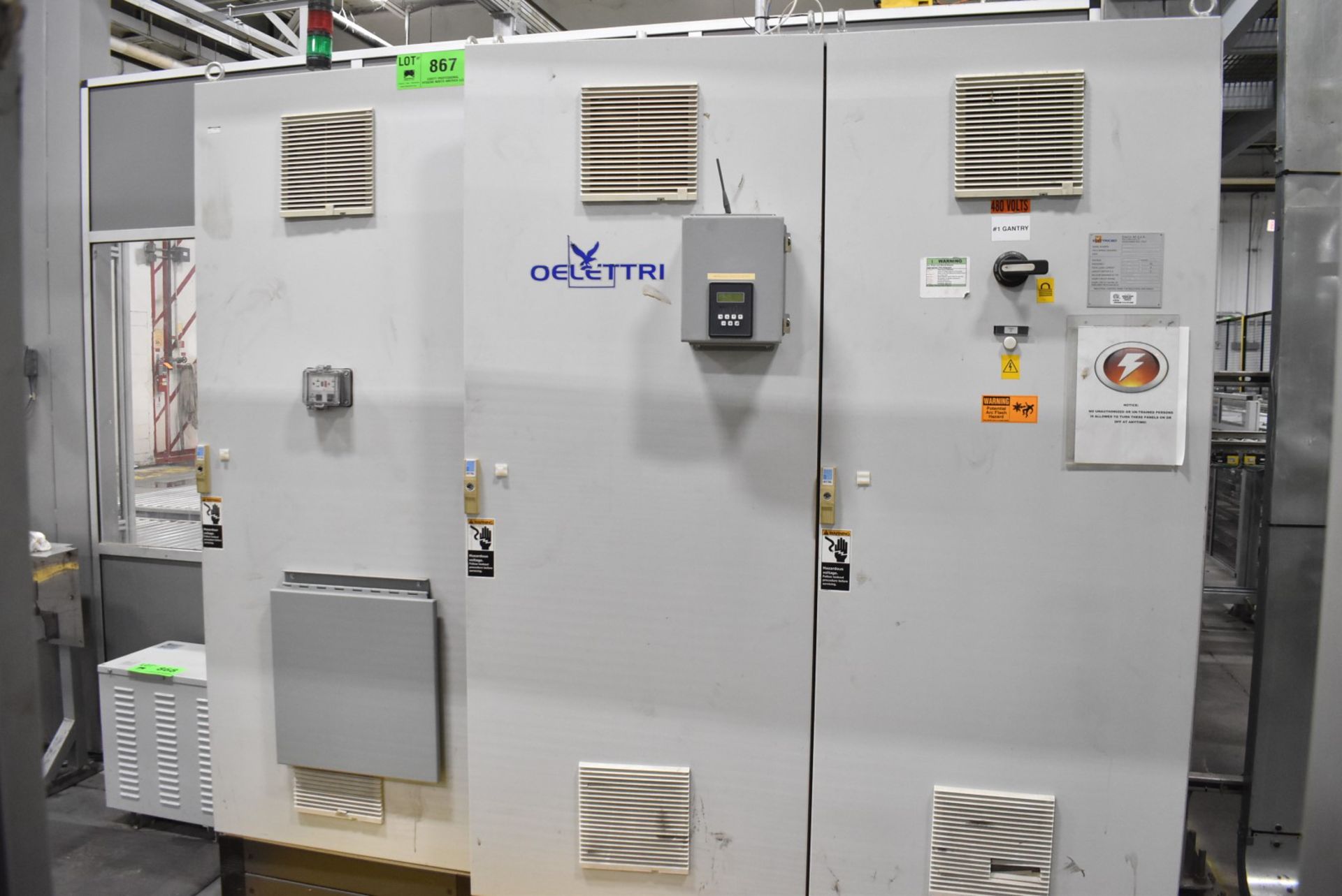 ELLECTRIC CONTROL CABINET WITH FANUC PLC AND DRIVE COMPONENTS (CI) [RIGGING FEE FOR LOT #867 - $