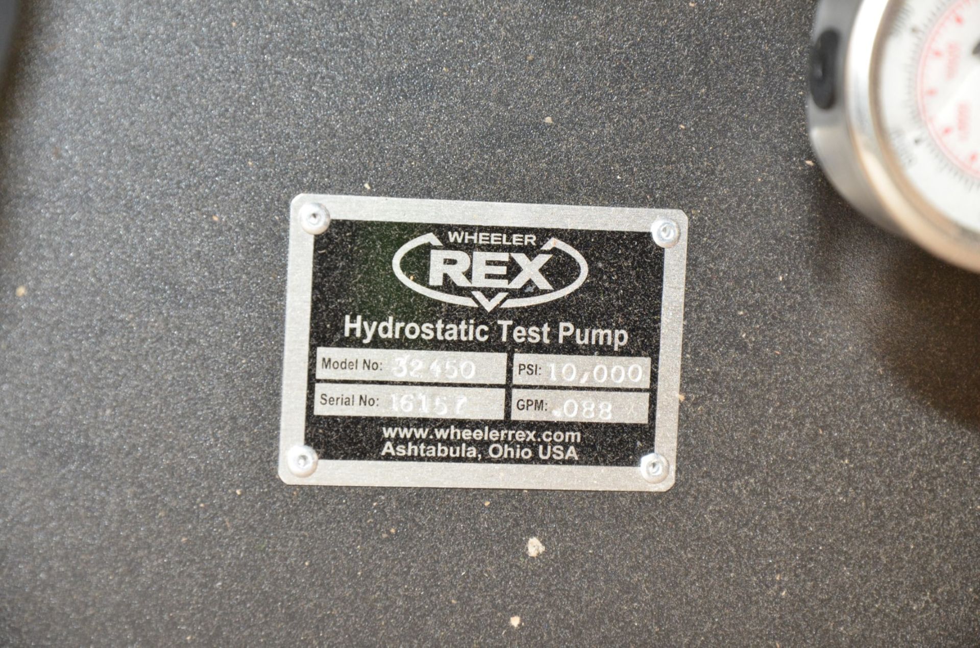 WHEELER REX 32450 HYDROSTATIC TEST PUMP WITH 10,000 PSI CAPACITY, 0.088 GPM, S/N 16157 [RIGGING - Image 3 of 3