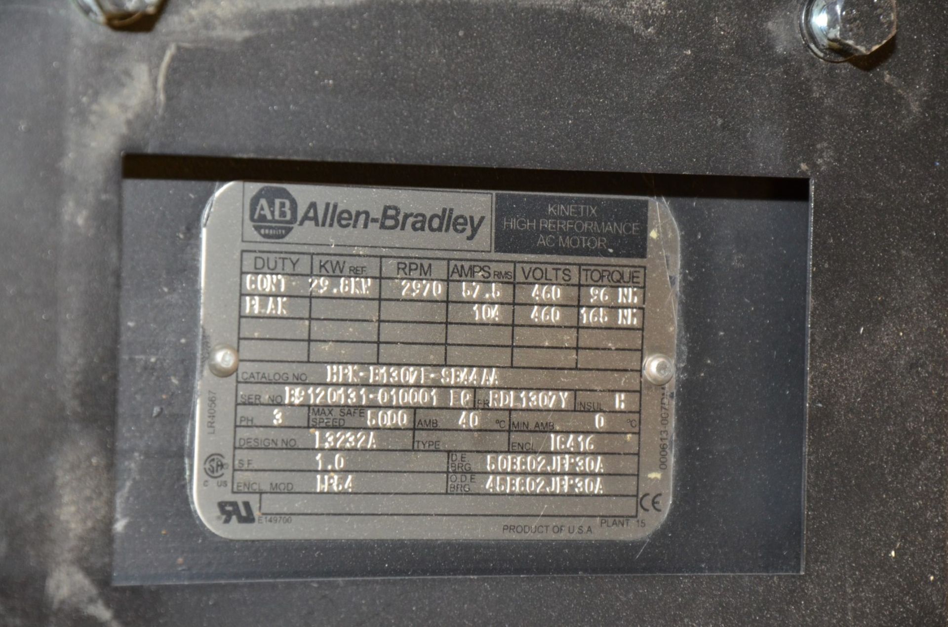 ALLEN BRADLEY BB43502 29.8 KW ELECTRIC DRIVE MOTOR, 2970 RPM, 460V, S/N N/A [RIGGING FEE FOR LOT # - Image 2 of 3