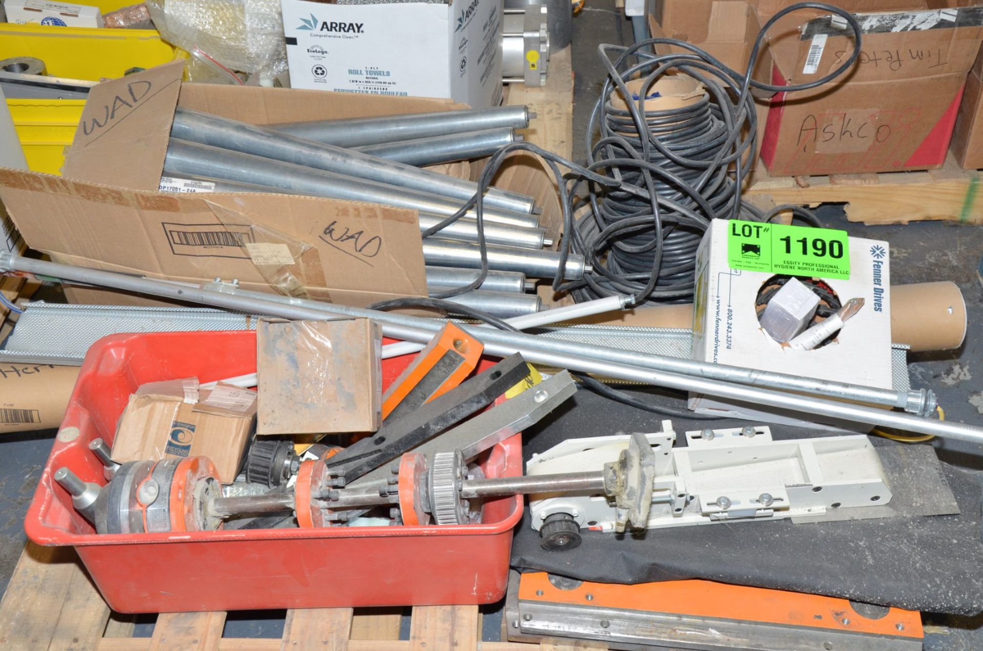 LOT/ SKID WITH PARTS - ELECTRICAL, HYDRAULIC, MECHANICAL AND ELECTRONIC PARTS, REMNANTS AND