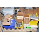 LOT/ SKID WITH PARTS - ELECTRICAL, HYDRAULIC, MECHANICAL AND ELECTRONIC PARTS, REMNANTS AND