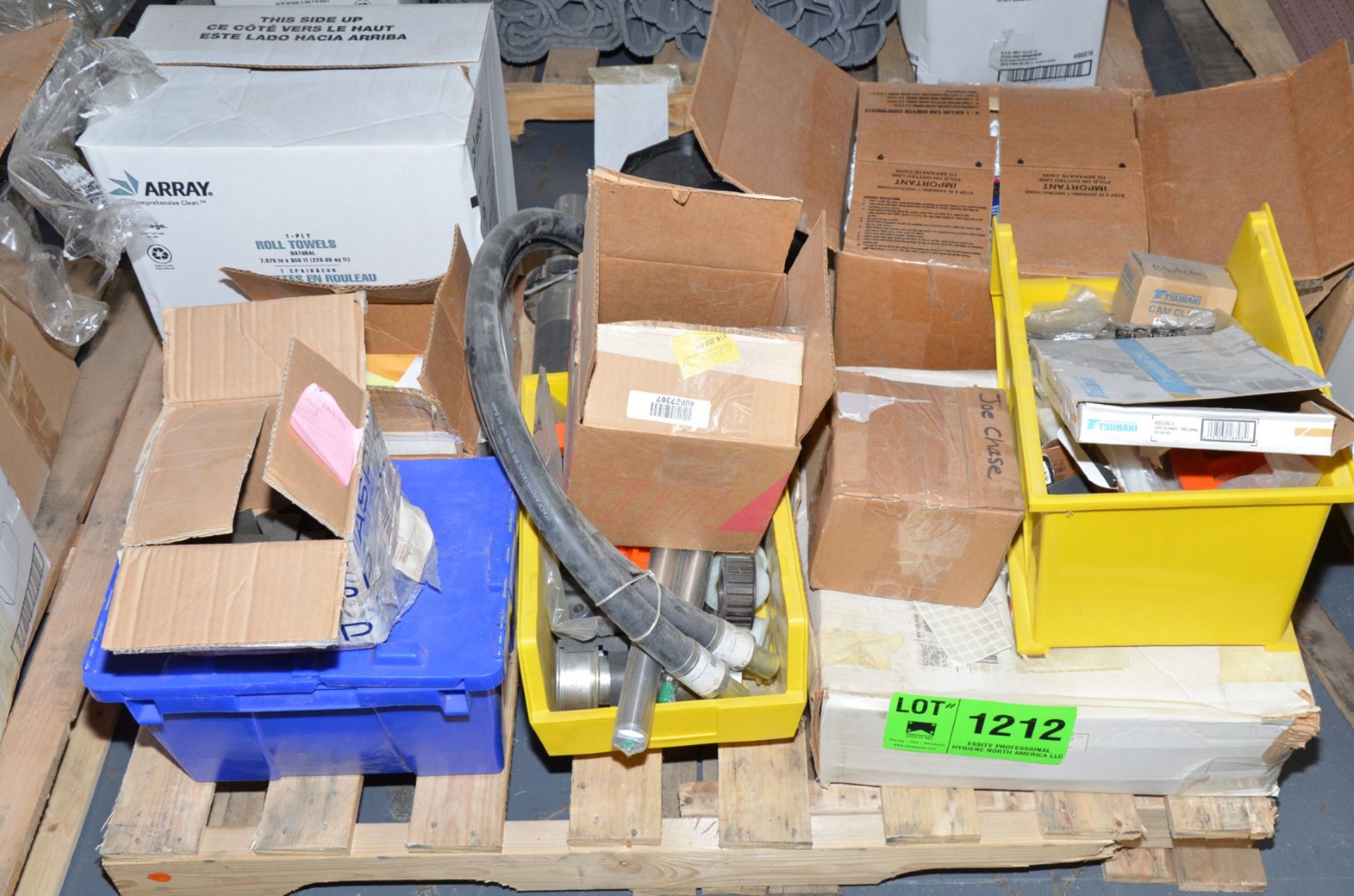 LOT/ SKID WITH PARTS - ELECTRICAL, HYDRAULIC, MECHANICAL AND ELECTRONIC PARTS, REMNANTS AND