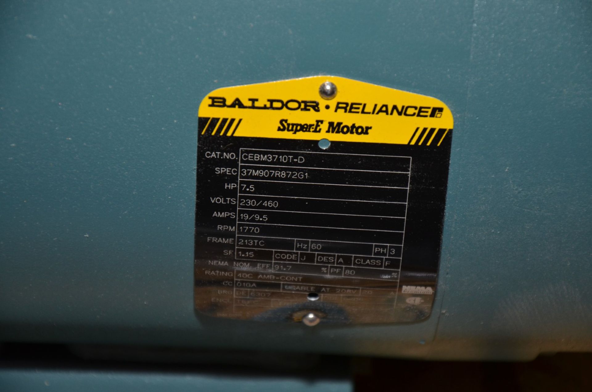 BALDOR 7.5 HP 1770 RPM ELECTRIC MOTOR [RIGGING FEE FOR LOT #1628 - $25 USD PLUS APPLICABLE TAXES] - Image 2 of 2