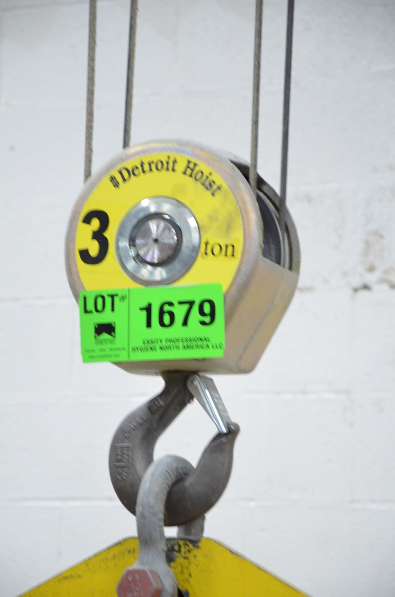 DETROIT HOIST 3 TON CAPACITY ELECTRIC HOIST, S/N 160227 (CI) [RIGGING FEE FOR LOT #1679 - $350 USD