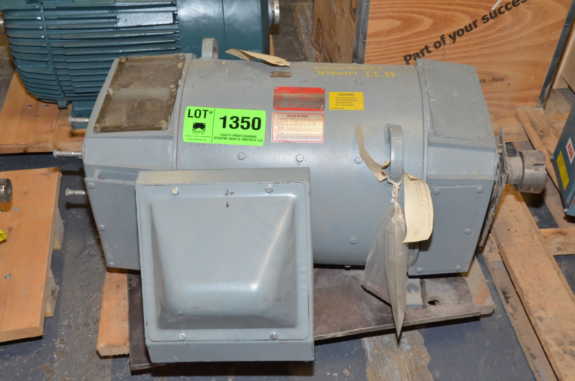 GE 100 HP 1700 RPM 460V ELECTRIC MOTOR [RIGGING FEE FOR LOT #1350 - $25 USD PLUS APPLICABLE TAXES]