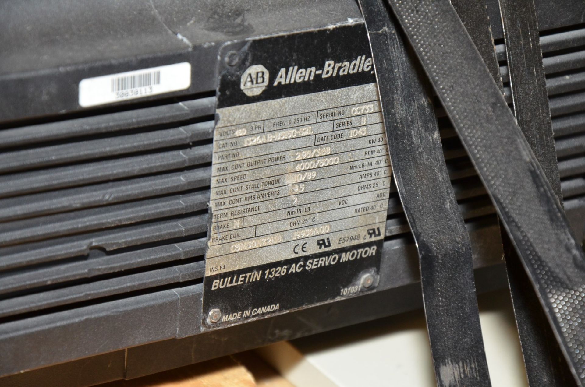 ALLEN BRADLEY 2.95 KW 460V 5000 RPM ELECTRIC MOTOR [RIGGING FEE FOR LOT #1106 - $25 USD PLUS - Image 2 of 2