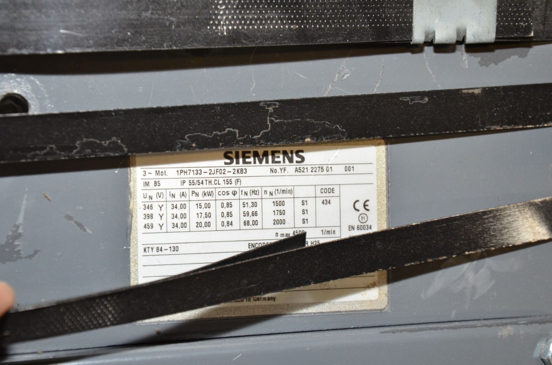 SIEMENS 20 KW 460V 2000 RPM ELECTRIC MOTOR [RIGGING FEE FOR LOT #1104 - $25 USD PLUS APPLICABLE - Image 3 of 3