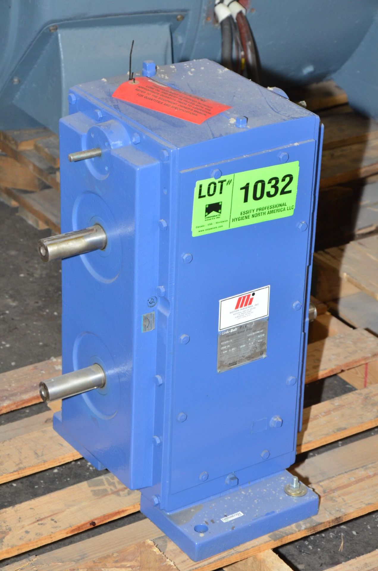 LINK-BELT 411Z390-S REXNORD VARIABLE SPEED DRIVE, 6.75 HP @ 1237 RATING, S/N L04-50478-A1 [RIGGING - Image 2 of 3