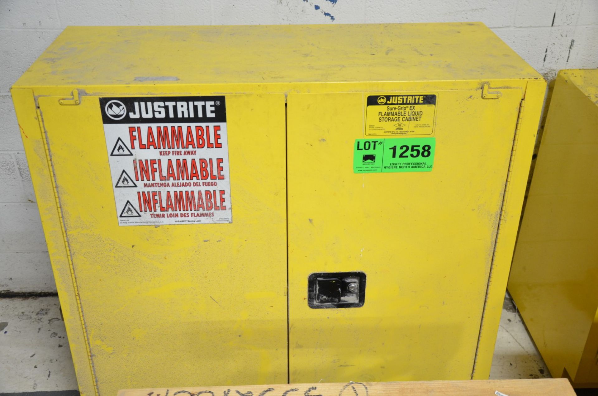FLAMMABLE FIRE PROOF CABINET [RIGGING FEE FOR LOT #1258 - $25 USD PLUS APPLICABLE TAXES]