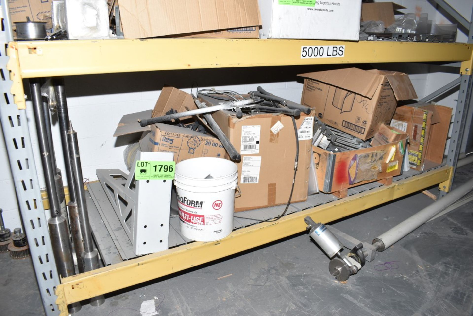 LOT/ CONTENTS OF SHELF - INCLUDING BRACKETS, HARDWARE, SPARE PARTS [RIGGING FEE FOR LOT #1796 - $