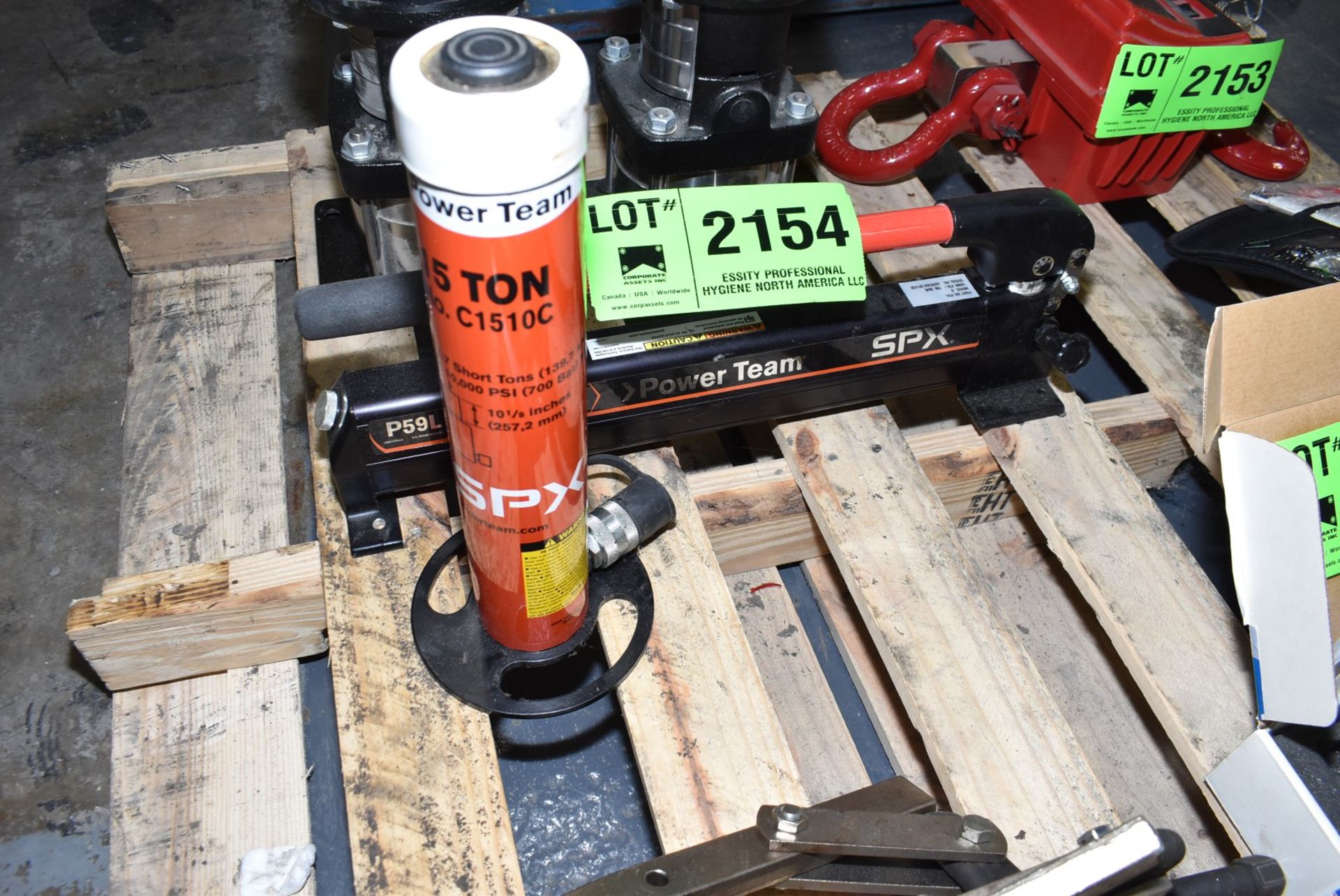 SPX POWER TEAM MODEL B 10,000PSI CAPACITY HYDRAULIC JACK WITH SPX 15 TON CAPACITY HYDRAULIC - Image 3 of 4