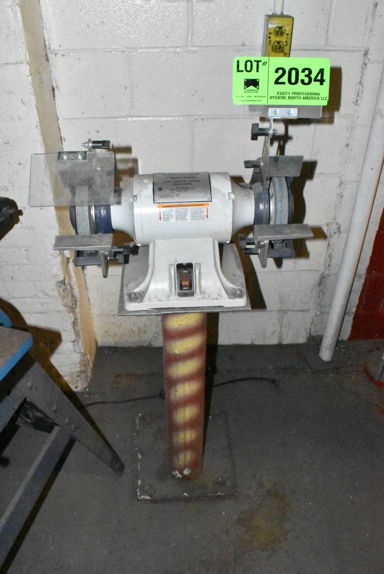 PALMGREN 7" DOUBLE END PEDESTAL GRINDER S/N 072000006 [RIGGING FEES FOR LOT #2034 - $50 USD PLUS