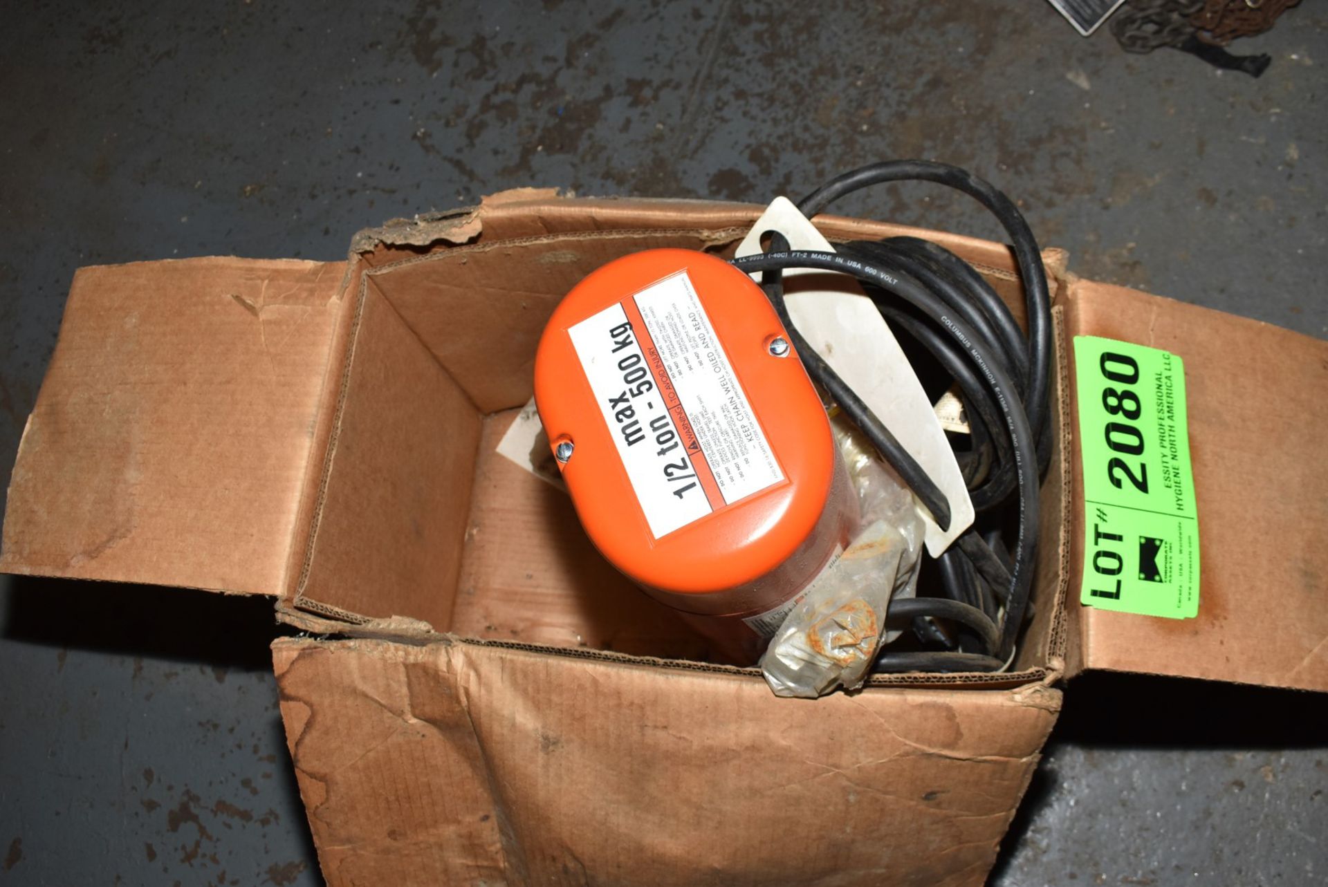 CM 1/2 TON ELECTRIC HOIST WITH PENDENT CONTROL, S/N N/A [RIGGING FEES FOR LOT #2080 - $25 USD PLUS - Image 2 of 3