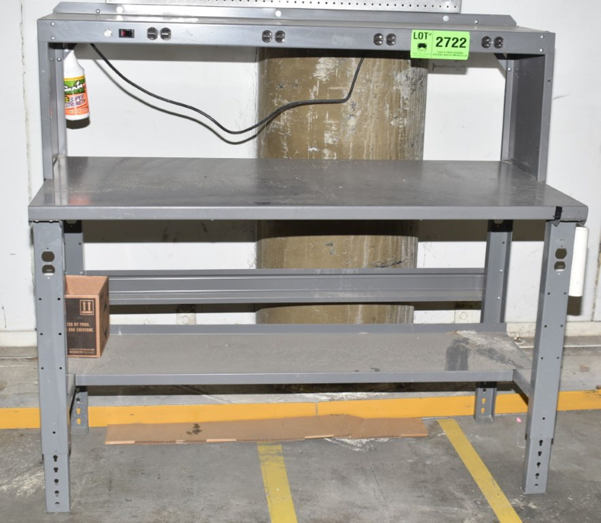 STEEL WORK BENCH WITH POWER [RIGGING FEES FOR LOT #2722 - $25 USD PLUS APPLICABLE TAXES]