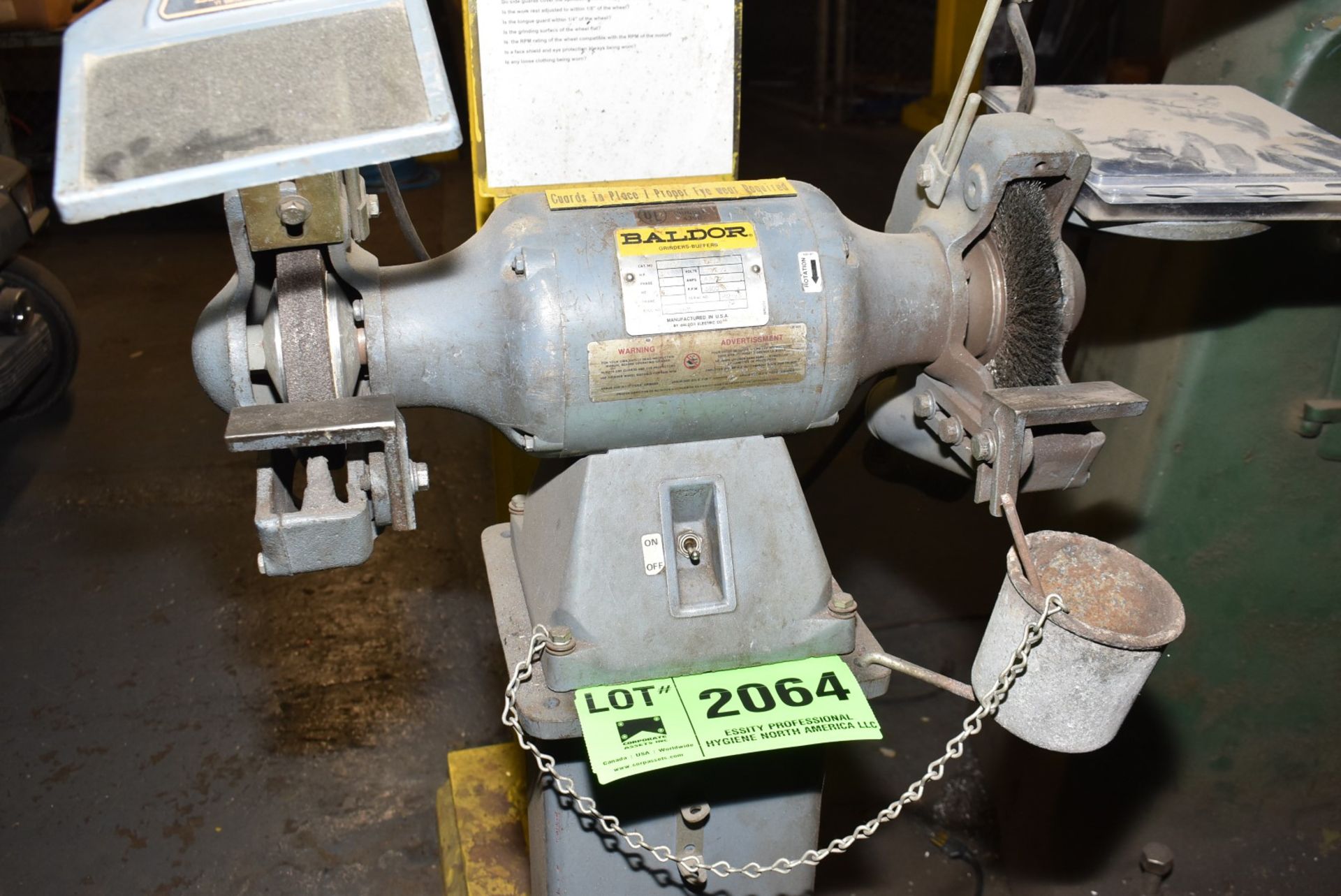 BALDOR DOUBLE END PEDESTAL GRINDER, S/N N/A (CI) [RIGGING FEES FOR LOT #2064 - $100 USD PLUS - Image 3 of 3