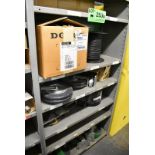 LOT/ CONTENTS OF SHELF - INCLUDING DODGE TIGEAR-2 REDUCER, ELECTRICAL WIRE, SWIVEL CASTERS, 3" KNIFE