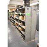 LOT/ (18) SECTIONS OF ADJUSTABLE STEEL SHELVES (CONTENTS NOT INCLUDED) (DELAYED DELIVERY) [RIGGING