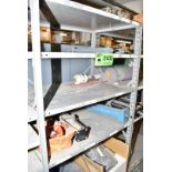 LOT/ CONTENTS OF SHELF - INCLUDING CONVEYOR ROLLERS, AIR CYLINDERS, VACUUM PUMP, SPARE PARTS [