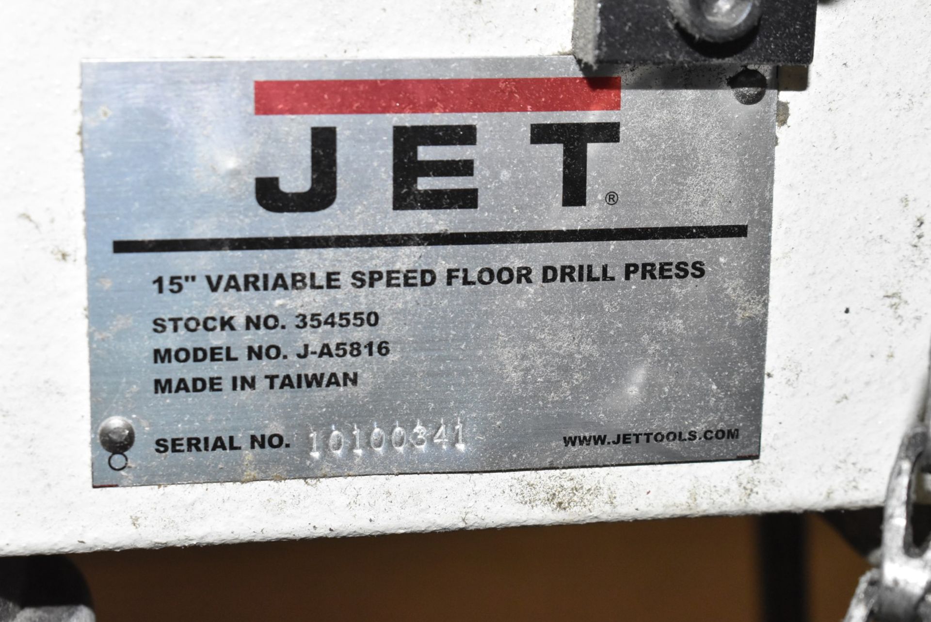 JET J-A5816 15" VARIABLE SPEED FLOOR TYPE DRILL PRESS S/N 10100341 (CI) [RIGGING FEES FOR LOT # - Image 6 of 6