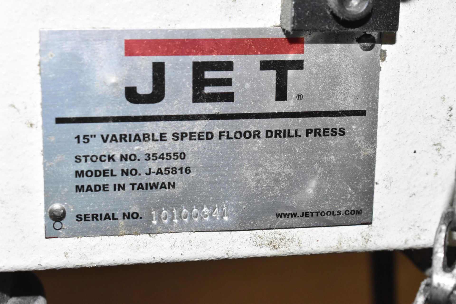 JET J-A5816 15" VARIABLE SPEED FLOOR TYPE DRILL PRESS S/N 10100341 (CI) [RIGGING FEES FOR LOT # - Bild 6 aus 6