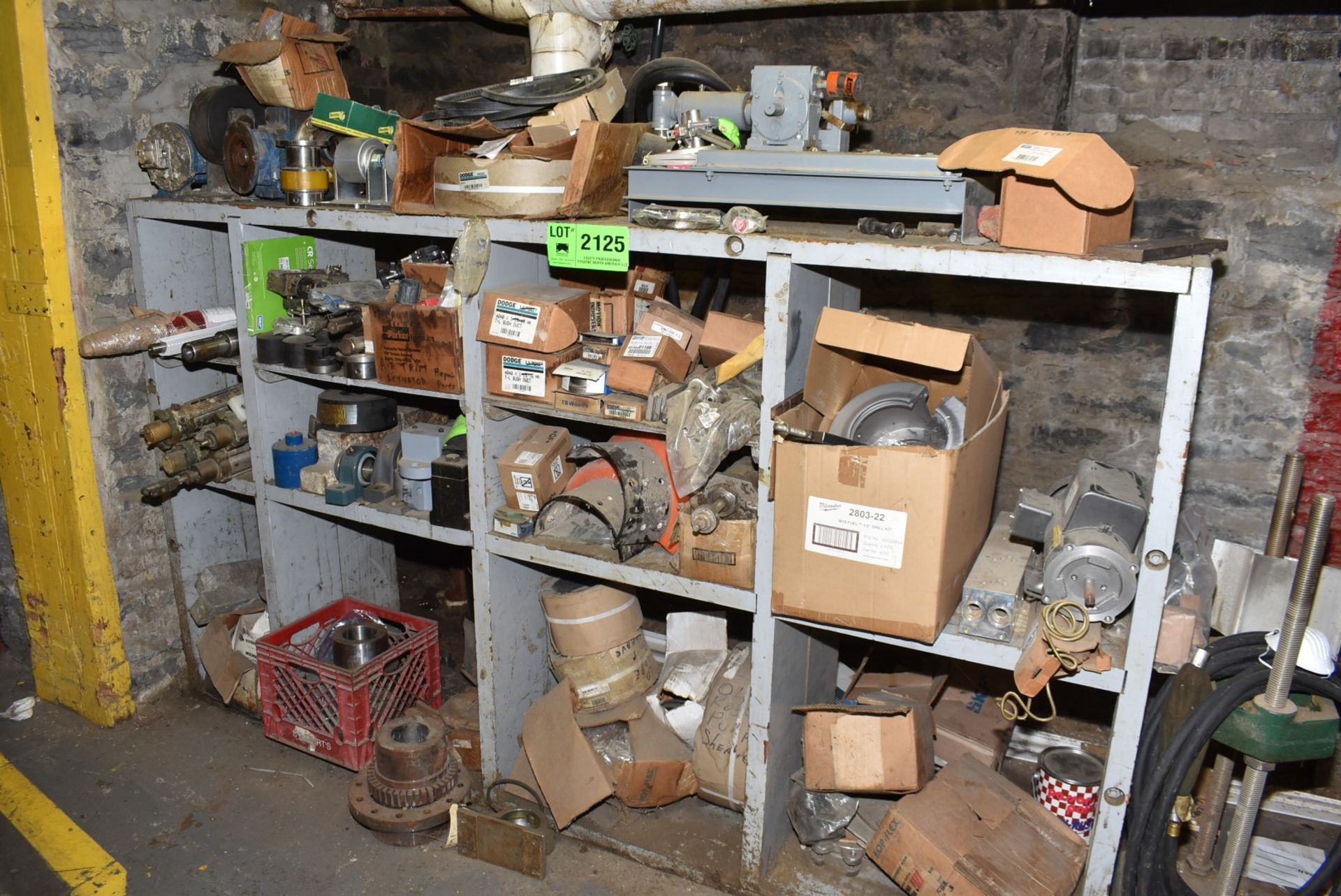 LOT/ SHELF WITH CONTENTS CONSISTING OF SPARE PARTS [RIGGING FEES FOR LOT #2125 - $TBD USD PLUS