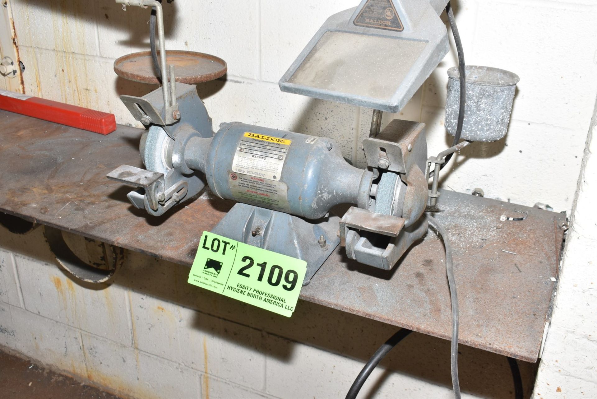 BALDOR 1/3HP DOUBLE END BENCH GRINDER, S/N N/A [RIGGING FEES FOR LOT #2109 - $25 USD PLUS APPLICABLE