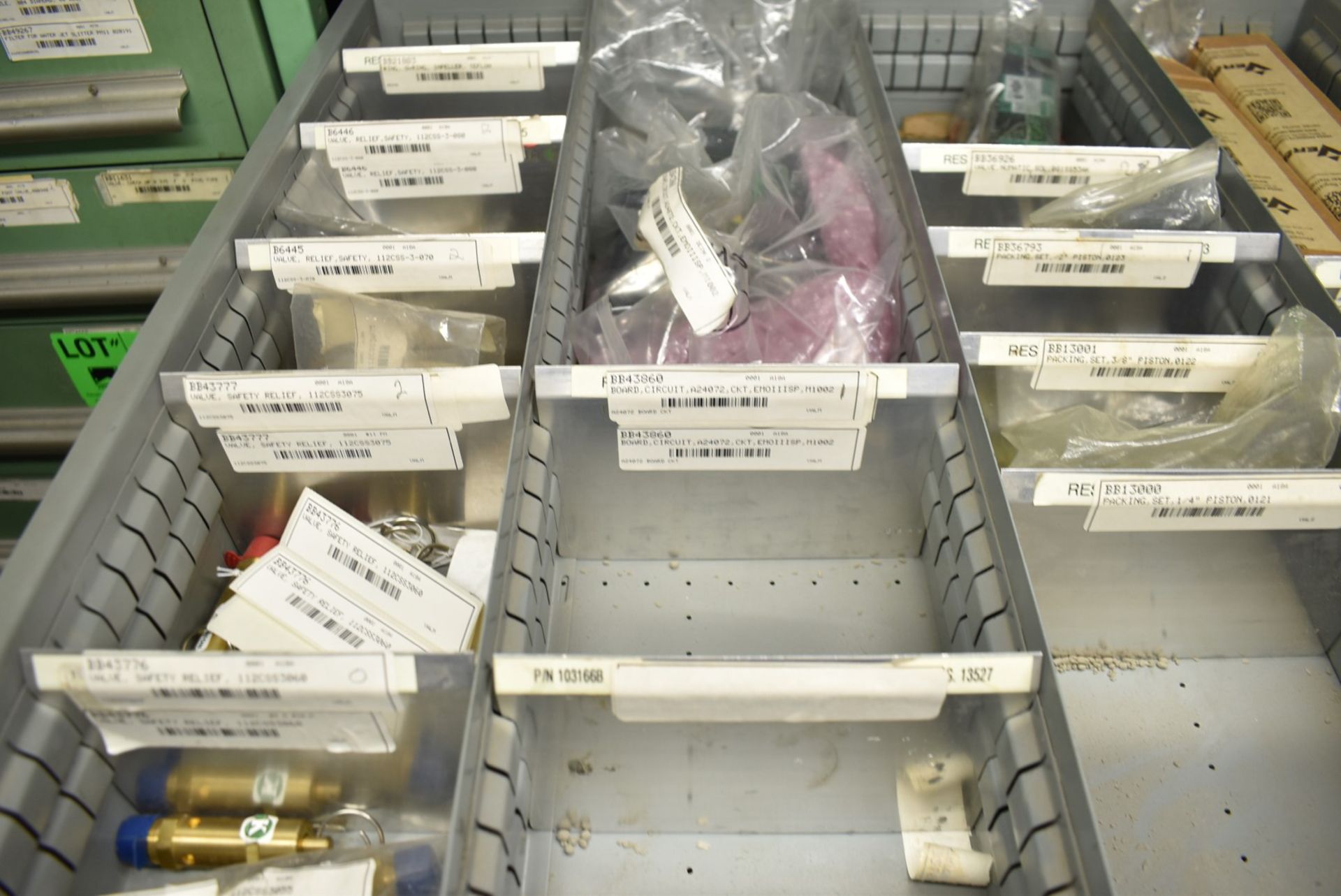 LOT/ CONTENTS OF CABINET - INCLUDING SAFETY RELIEF VALVES, GASKETS, LIMIT SWITCHES, GEARS, - Image 2 of 7