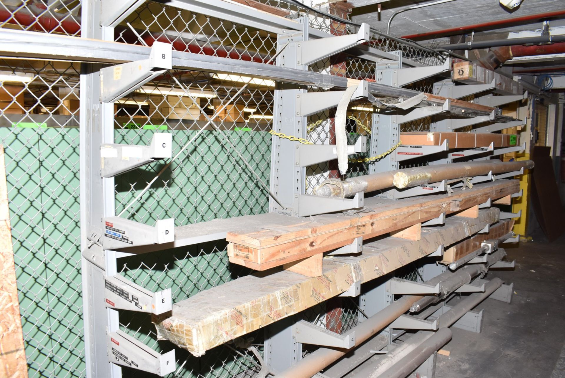 LOT/ MATERIAL RACK WITH BLADES, SHAFTS & SURPLUS MATERIAL [RIGGING FEES FOR LOT #2666 - $TBD USD - Image 2 of 4