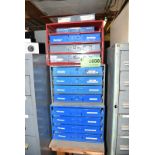 LOT/ HARDWARE STORAGE DRAWERS WITH HARDWARE INCLUDING STAINLESS STEEL ROLL PINS, STAINLESS STEEL