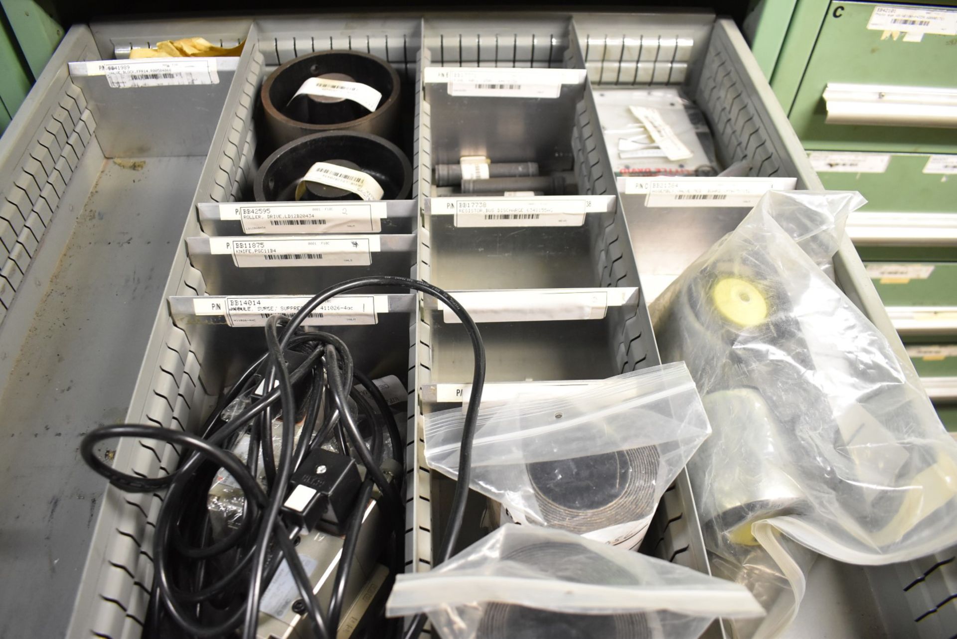 LOT/ CONTENTS OF CABINET - INCLUDING SEAL KITS, SURGE MODULES, BELTS, PRINTED CIRCUIT BOARD, SPARE - Image 4 of 6