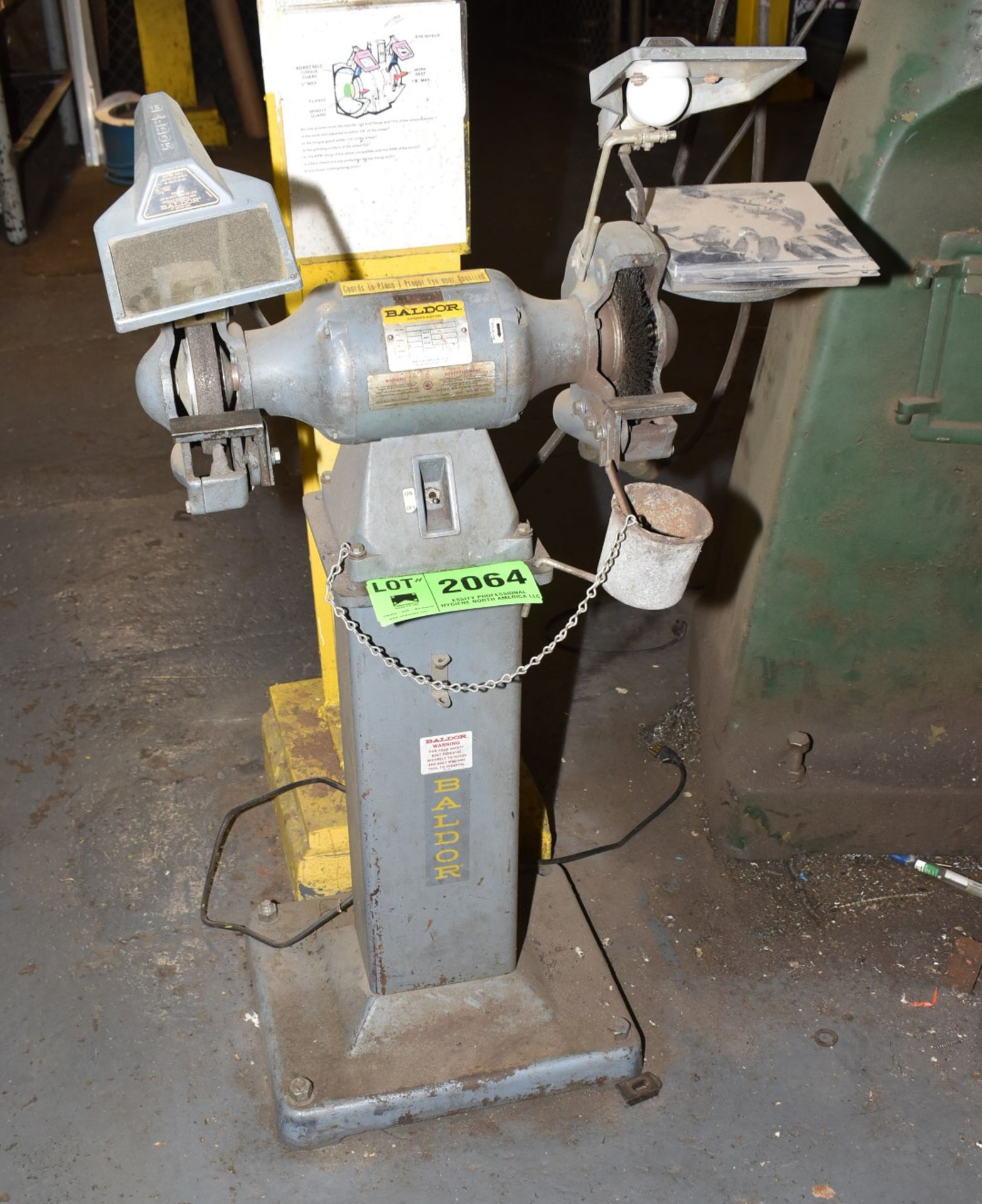 BALDOR DOUBLE END PEDESTAL GRINDER, S/N N/A (CI) [RIGGING FEES FOR LOT #2064 - $100 USD PLUS