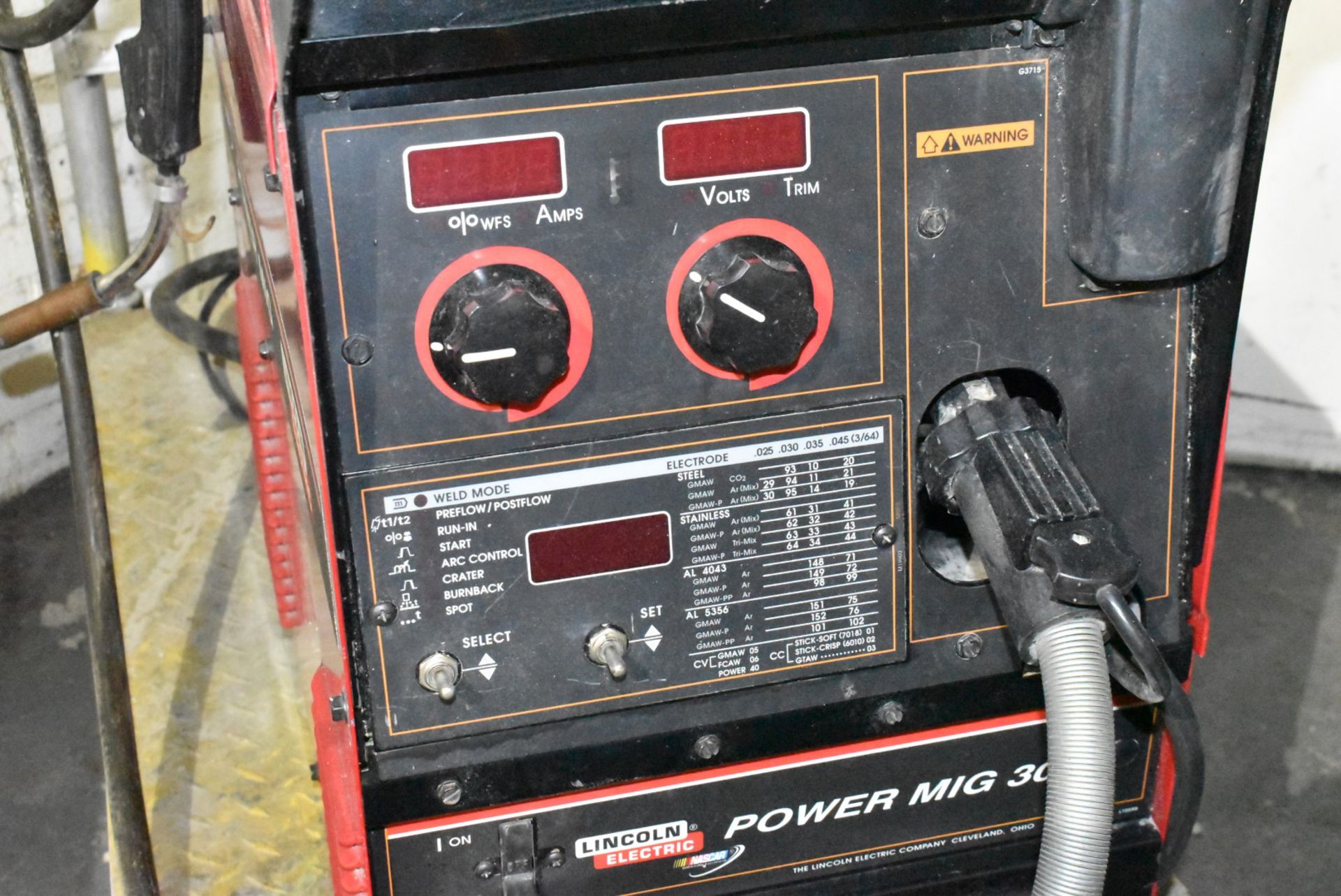 LINCOLN POWERMIG 300 DIGITAL MIG WELDER WITH CABLES AND GUN, S/N U1030509056 (CI) [RIGGING FEES - Image 3 of 7