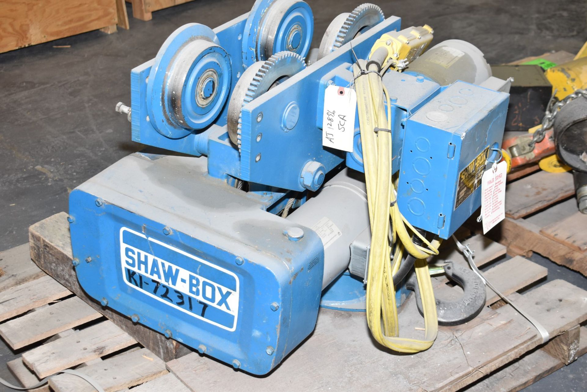 SHAW-BOX LIFTTECH 5 TON CAPACITY ELECTRIC HOIST WITH TROLLEY, PENDANT CONTROL, S/N: K1-72317 [ - Image 5 of 6