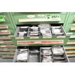LOT/ CONTENTS OF CABINET - INCLUDING RELAYS, BRUSHES, ELECTRICAL COMPONENTS, FUSES, SEALS, HOIST