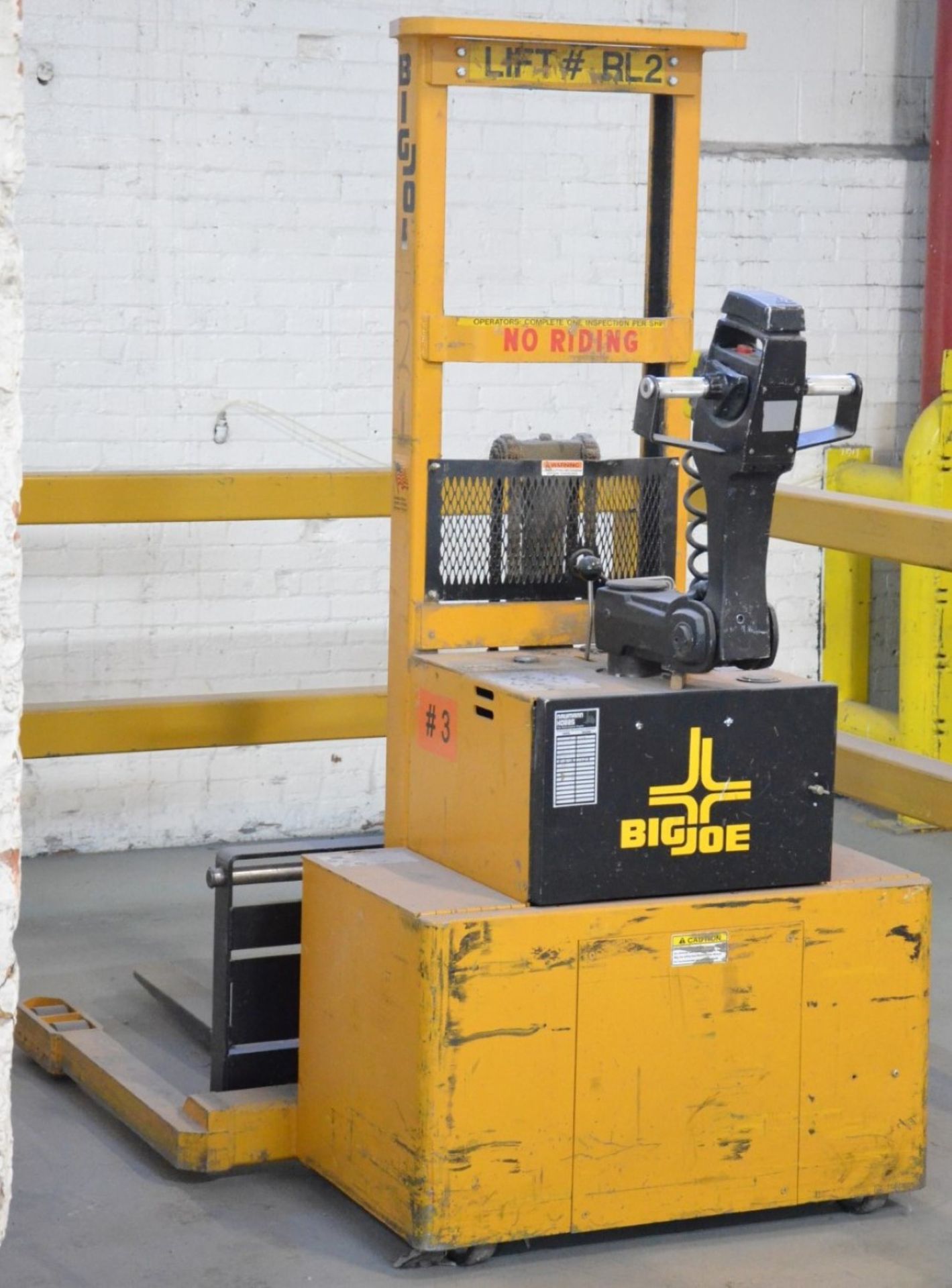 BIG JOE PDM-30-60 3,000 LBS. CAPACITY ELECTRIC WALKIE TYPE PALLET STACKER WITH 12 VOLT ON-BOARD