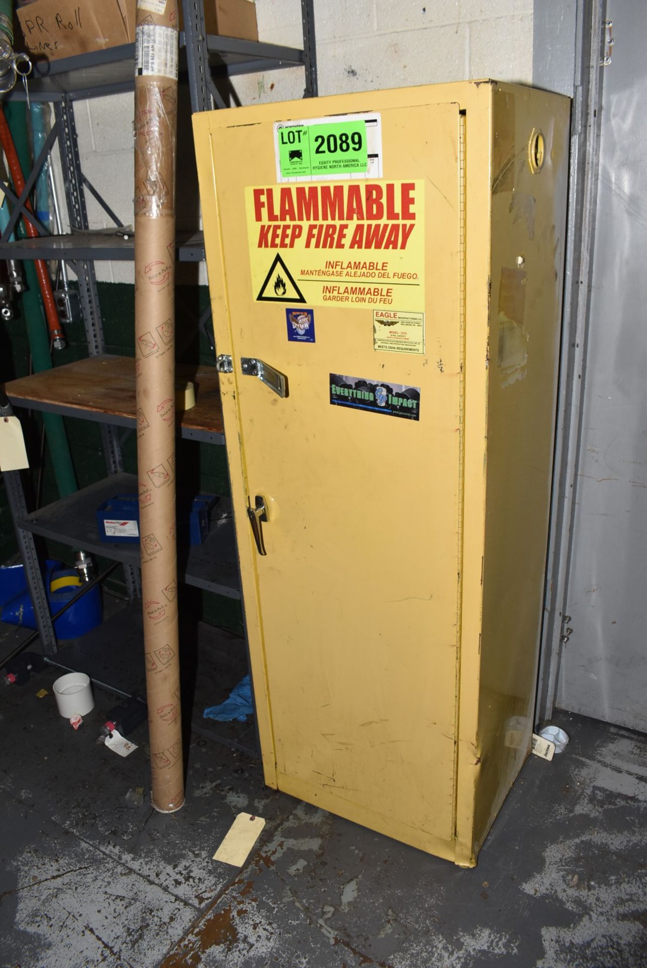 EAGLE SINGLE DOOR FLAMMABLE STORAGE CABINET [RIGGING FEES FOR LOT #2089 - $50 USD PLUS APPLICABLE