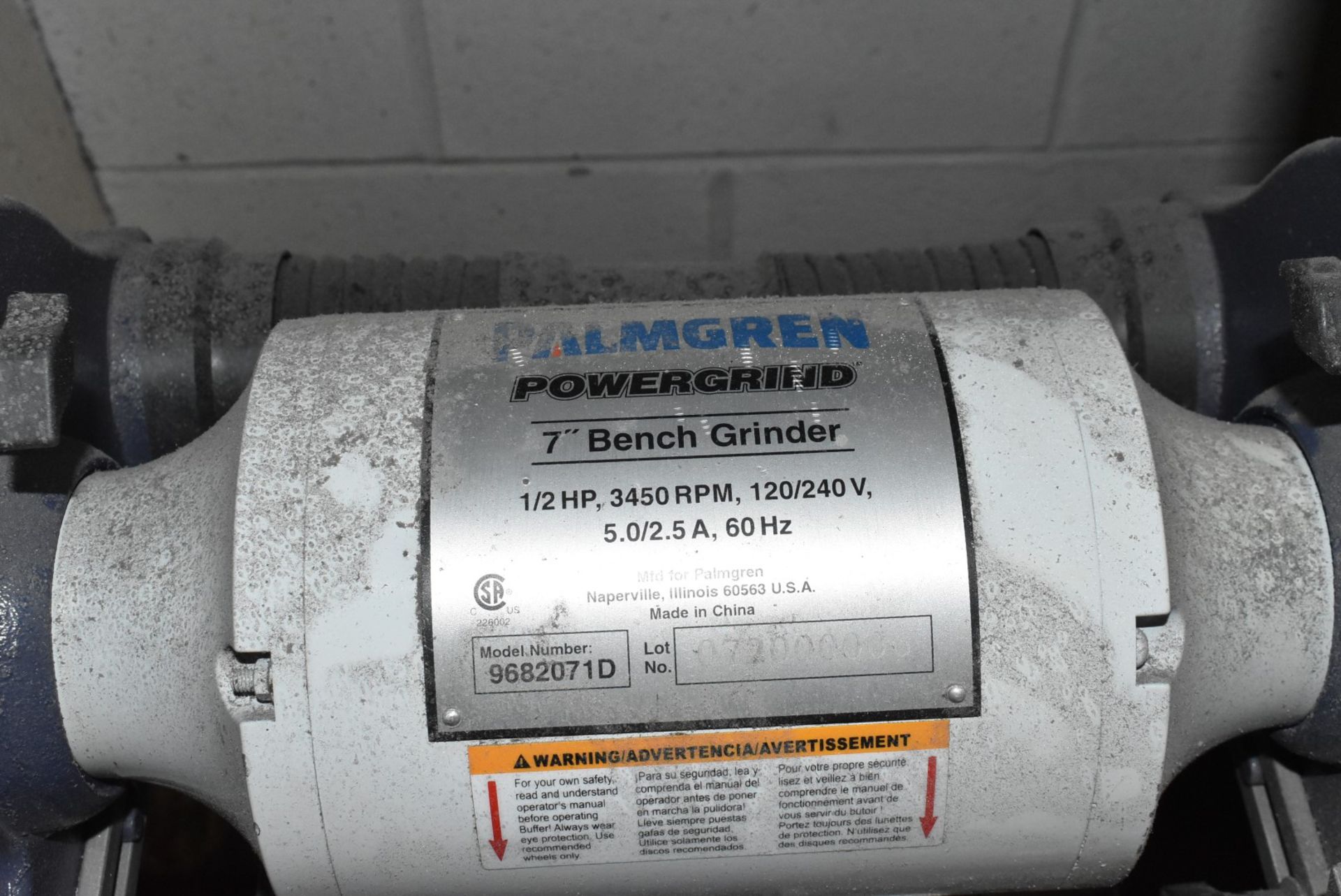 PALMGREN 7" DOUBLE END PEDESTAL GRINDER S/N 072000006 [RIGGING FEES FOR LOT #2034 - $50 USD PLUS - Image 2 of 2