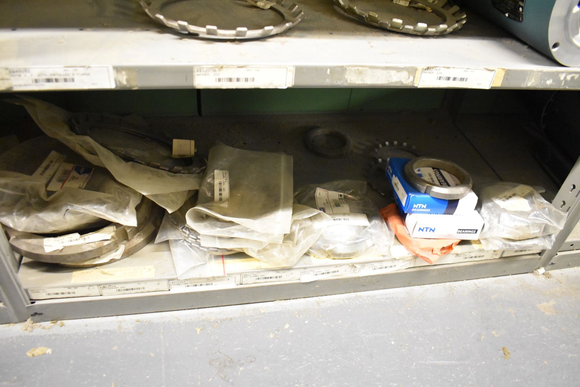 LOT/ CONTENTS OF REMAINING SHELVES - INCLUDING SPARE MOTORS, GEARBOXES, SPANNER NUTS, SPARE PARTS [ - Image 5 of 5