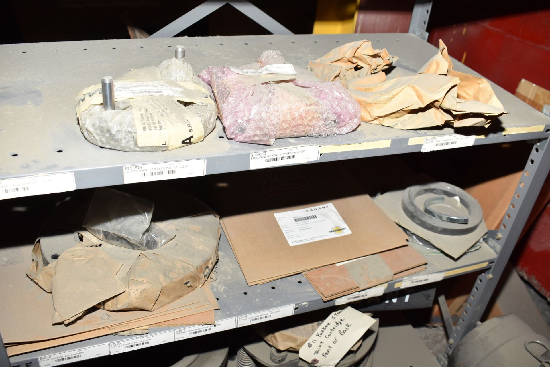 LOT/ CONTENTS OF SHELF - INCLUDING FLEX COUPLINGS, SLITTER BLADES, SPARE PARTS [RIGGING FEES FOR LOT - Image 4 of 6