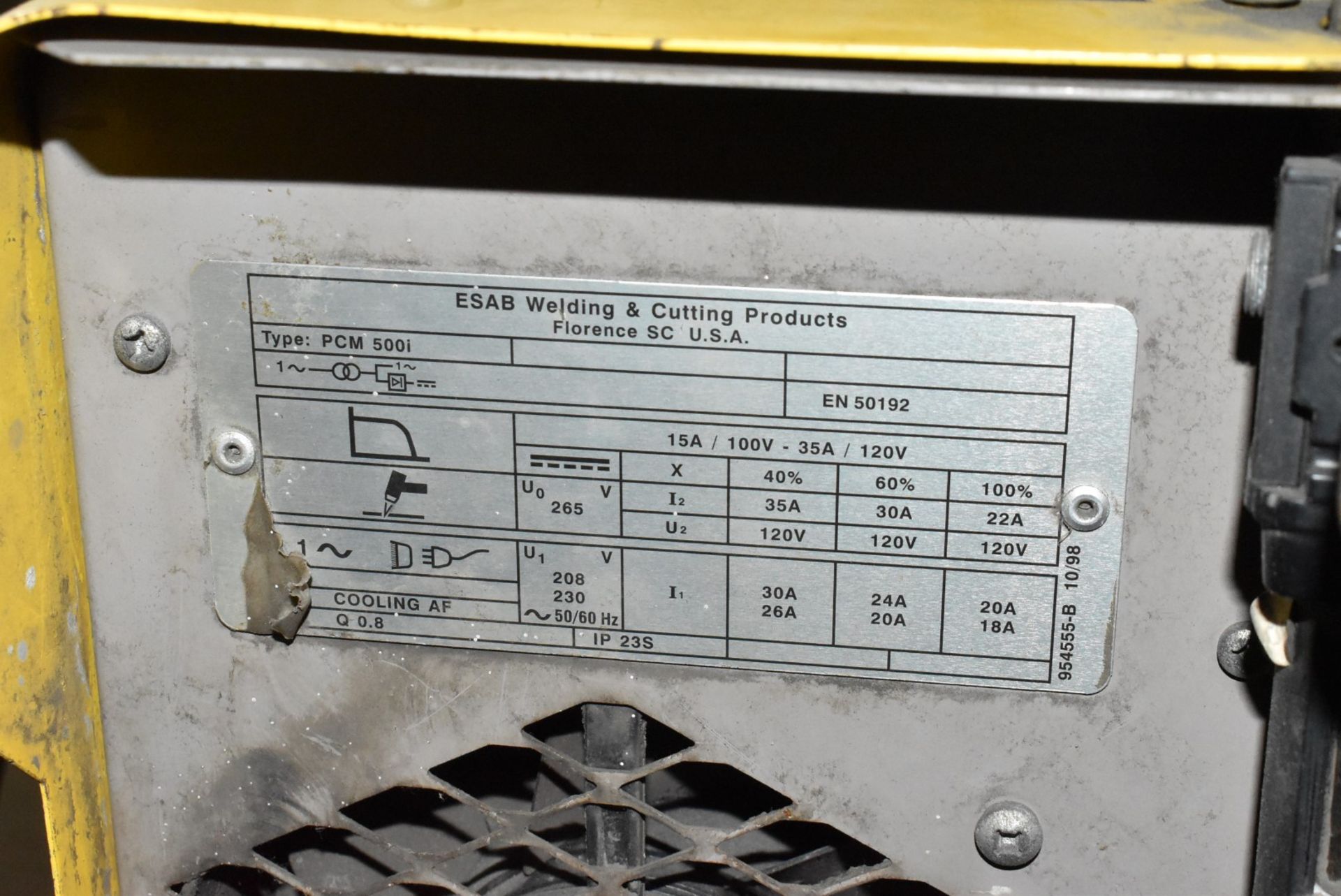 ESAB PCM-500I PORTABLE PLASMA CUTTERS WITH CABLES AND GUN, S/N N/A (CI) [RIGGING FEES FOR LOT # - Image 7 of 7